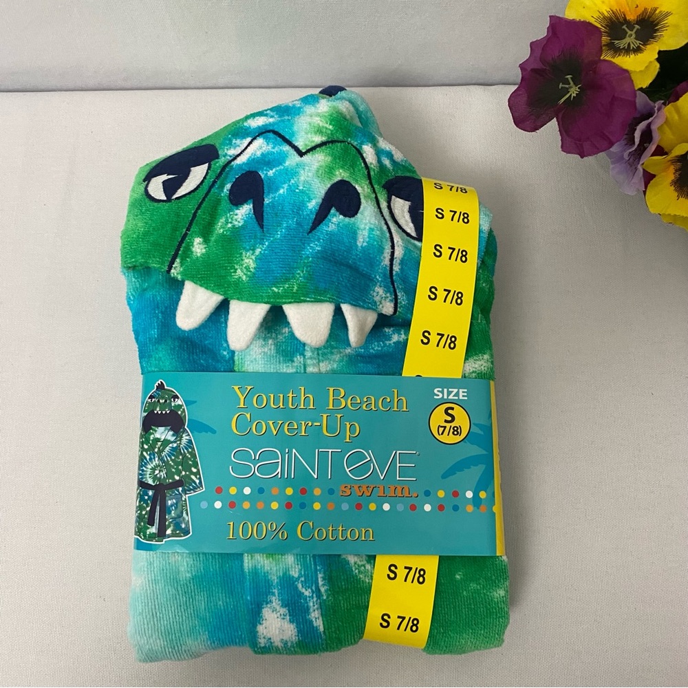 Saint Eve Kids' Beach cover up, dino tye dye, NWT
